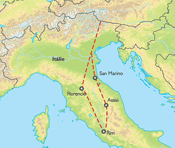 Poznávací zájezd Italská zastavení, Mapa Poznávací zájezd Italská zastavení, Mapa