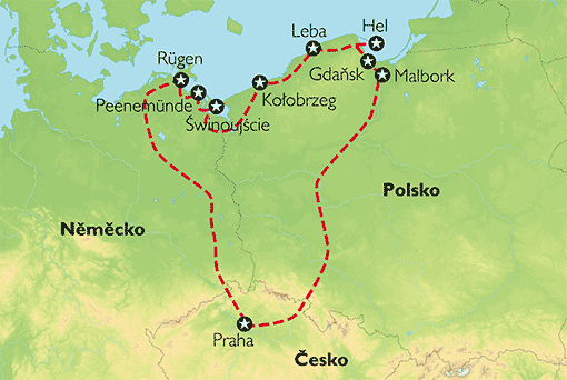 Poznávací zájezd Krásy Baltského pobřeží, Mapa Poznávací zájezd Krásy Baltského pobřeží, Mapa